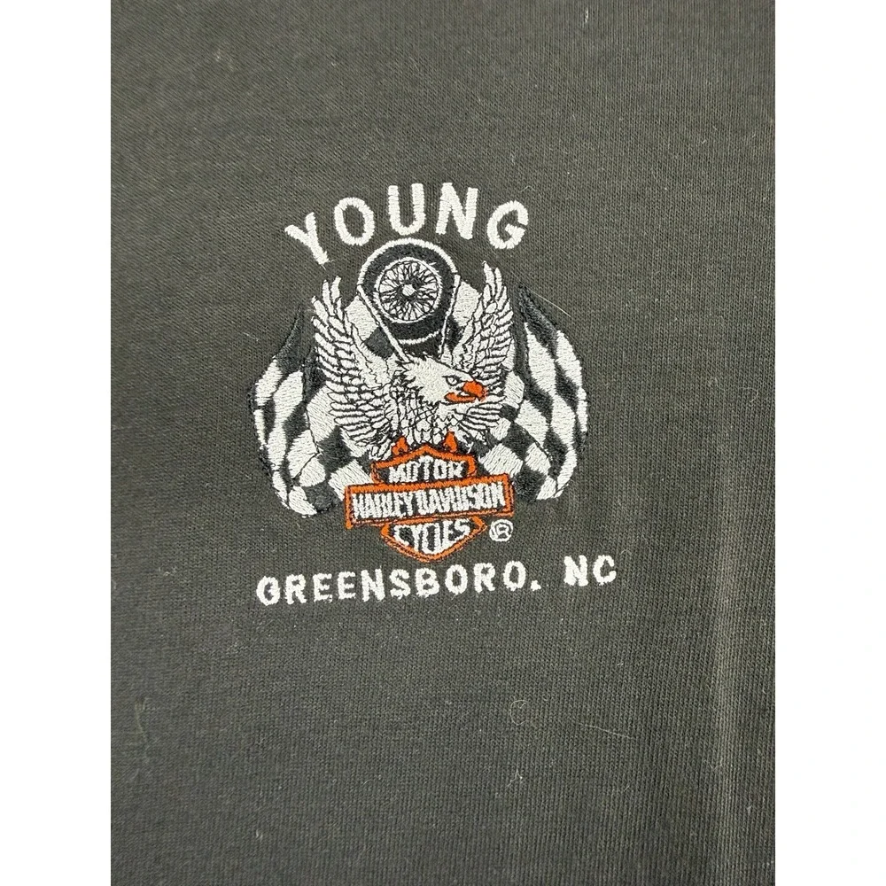 Harley Davidson Polo Shirt Mens XL Black Greensboro‎ NC Logo Pocket Cotton